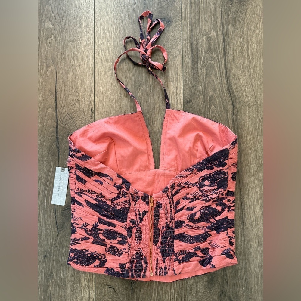NWT Anthropologie Pink Floral Halter Top Size 4 Petite - Picture 6 of 15